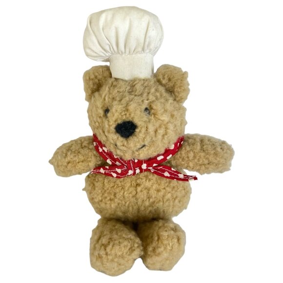 Hallmark Chef Teddy Bear With Red Polka Dot Scarf & White Hat Stuffed Animal VTG - Picture 5 of 5